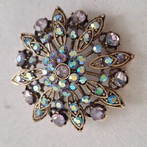 Elegant Gold and Purple Lavender Brooch